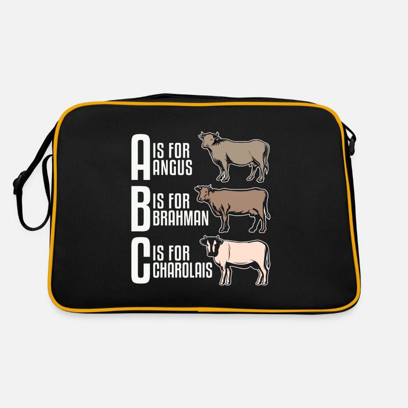 Livestock Breeder A Is For Angus B Is For Breeder - Retro Tasche - Schwarz/Gold