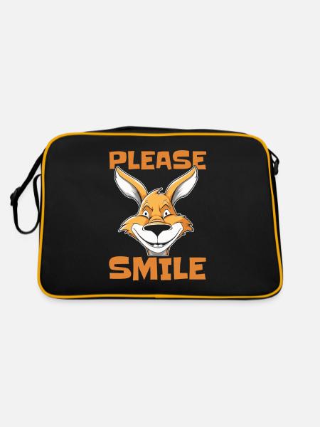 Kangaroo Funny Just Smile - Retro Bag - black/gold - Back