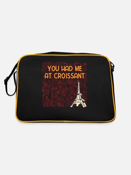 You Had Me at Croissant French Baker France Baking - Retro Tasche - Schwarz/Gold - Hinten