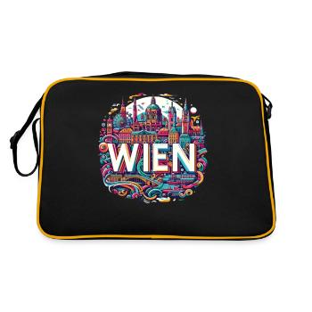 Vienne, Autriche, Wien, Souvenir Art - Sac Retro - noir/or - Dos