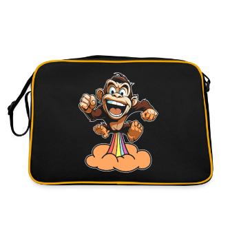 Monkey Funny Rainbow Fart - Retro Bag - black/gold - Back