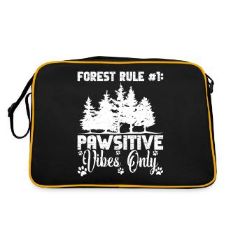 Promenade en forêt, Propriétaire de chien, Alpiniste, Amour des chiens - Sac Retro - noir/or - Dos