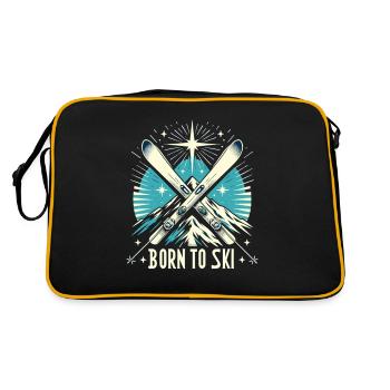 Born To Ski Ski Fahren Ski Sprüche Apres Ski - Retro Tasche - Schwarz/Gold - Hinten