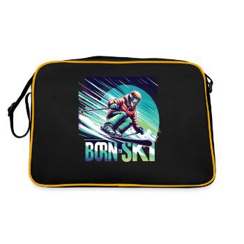 Born To Ski Ski Fahren Ski Sprüche Apres Ski - Retro Tasche - Schwarz/Gold - Hinten