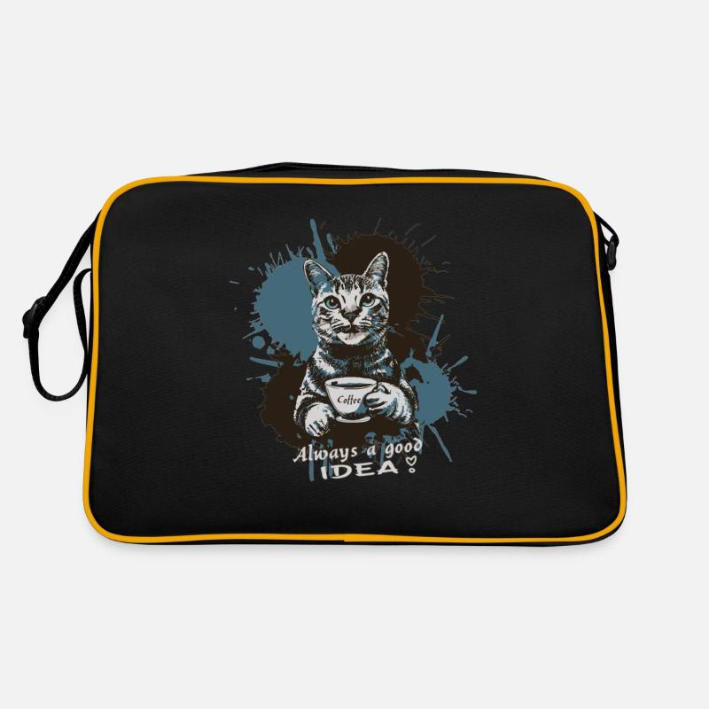 Katze mit Kaffee, Kaffee ist immer eine gute Idee Retro Tasche