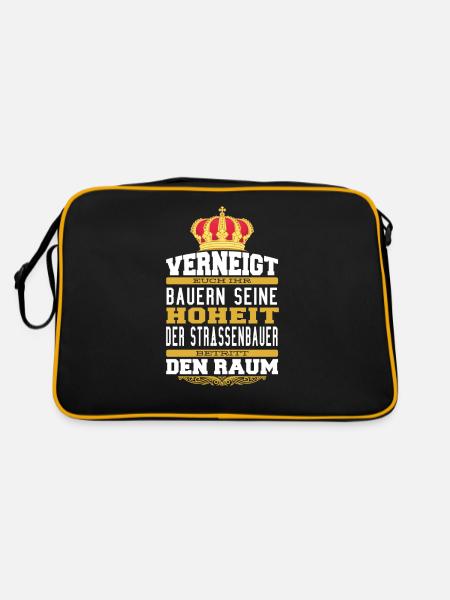 Witziges Straßenbauer T-shirt Geschenk Straußenbau - Retro Tasche - Schwarz/Gold - Hinten