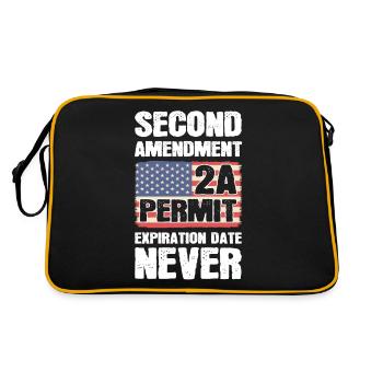 Second Amendment 2A Permit Expiration Date Never - Retro Bag - black/gold - Back