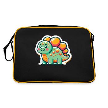 Dinosaurier Baby Dino Kinder Dinosaurier Kinder - Retro Tasche - Schwarz/Gold - Hinten