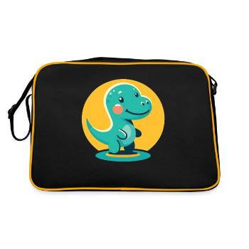 Dinosaurier Baby Dino Kinder Dinosaurier Kinder - Retro Tasche - Schwarz/Gold - Hinten