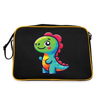 Dinosaurier Baby Dino Kinder Dinosaurier Kinder - Retro Tasche - Schwarz/Gold - Hinten