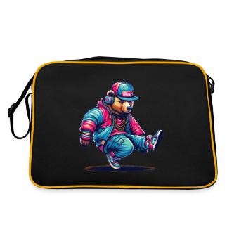Bear, Bears, Bear Head, Bear, Brown Bear, Bears - Retro Bag - black/gold - Back