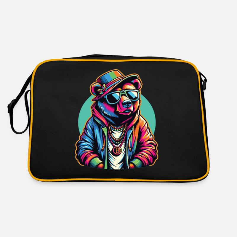 Bear, Bears, Bear Head, Bear, Brown Bear, Bears Retro Bag
