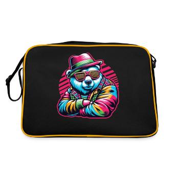 Bear, Bears, Bear Head, Bear, Brown Bear, Bears - Retro Bag - black/gold - Back