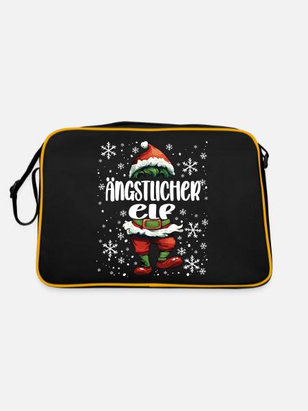 Weihnachtsoutfit Ängstlicher Elf - Retro Tasche - Schwarz/Gold