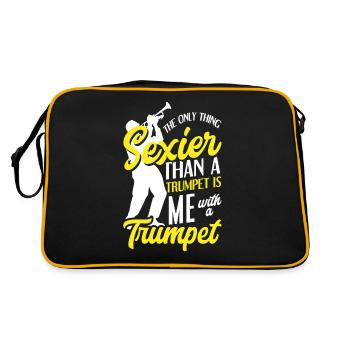 Trompete Trompeter Trompeten Spieler - Retro Tasche - Schwarz/Gold - Hinten