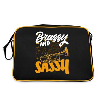 Trompete Trompeter Trompeten Spieler - Retro Tasche - Schwarz/Gold - Hinten