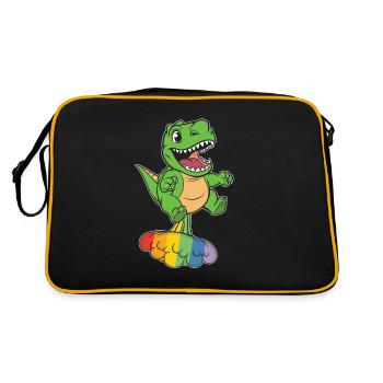 Dinosaur Funny Rainbow Fart - Retro Bag - black/gold - Back