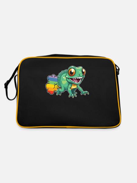 Caméléon Caméléon Drôle Rainbow Pet - Sac Retro - noir/or - Dos