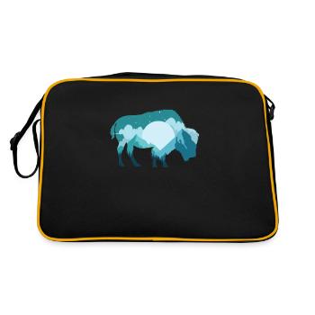 Bison Büffel Wildtier - Retro Tasche - Schwarz/Gold - Hinten