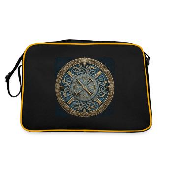 Wikinger Kompass Ragnars Kompass Nordmänner - Retro Tasche - Schwarz/Gold - Hinten