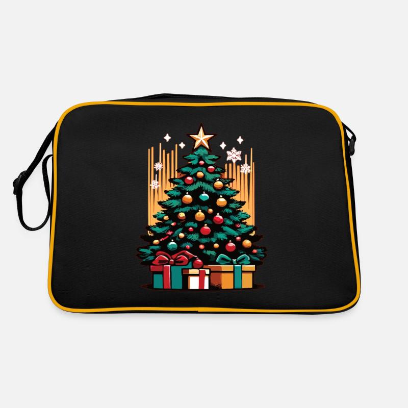 Weihnachtsbaum Tannenbaum Christbaum - Retro Tasche - Schwarz/Gold