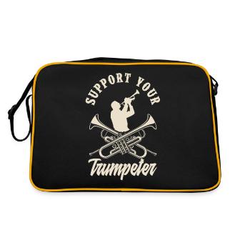 Trompete Trompeter Trompeten Spieler - Retro Tasche - Schwarz/Gold - Hinten