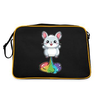 Chinchilla Witzig Regenbogenfurz - Retro Tasche - Schwarz/Gold - Hinten