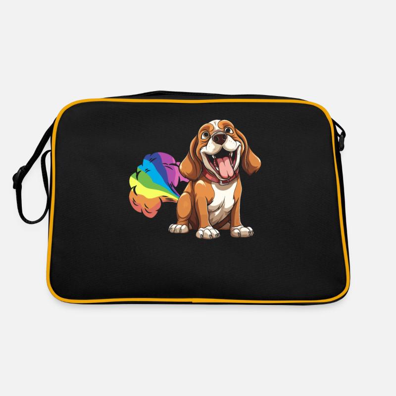 Beagle Drôle Rainbow Pet - Sac Retro - noir/or