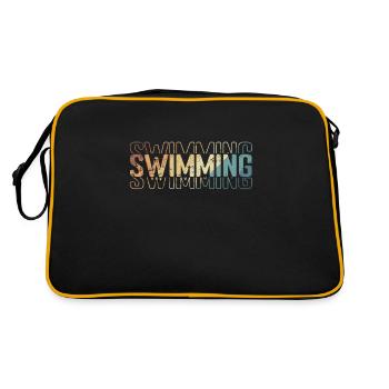 Swimming Sport Training cooles Hobby - Retro Tasche - Schwarz/Gold - Hinten