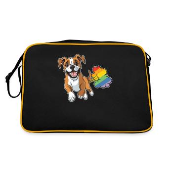 Boxer Dog German Boxer Rainbow - Retro Bag - black/gold - Back