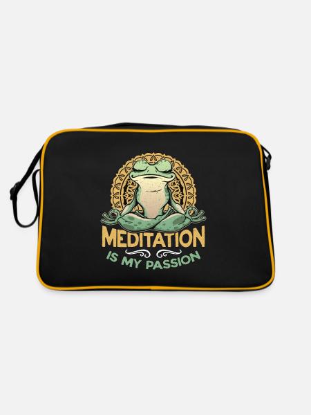 Meditation Is My Passion Yoga Exercise Frog Lover - Retro Bag - black/gold - Back