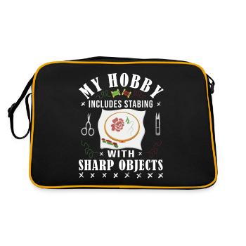 Cross -Nähen Mein Hobby Beinhaltet Das Stich - Retro Tasche - Schwarz/Gold - Hinten