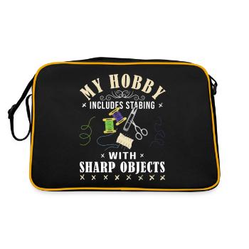 Cross -Nähen Mein Hobby Beinhaltet Das Stich - Retro Tasche - Schwarz/Gold - Hinten