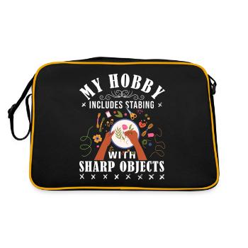 Cross -Nähen Mein Hobby Beinhaltet Das Stich - Retro Tasche - Schwarz/Gold - Hinten