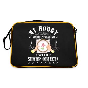 Cross -Nähen Mein Hobby Beinhaltet Das Stich - Retro Tasche - Schwarz/Gold - Hinten