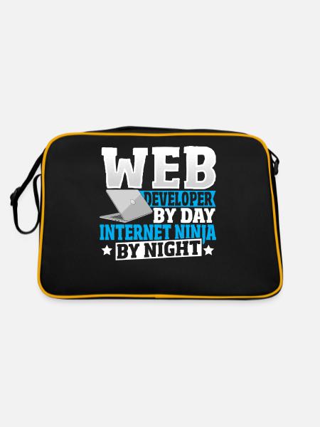 Web Developer By Day Internet Ninja By Night - Retro Tasche - Schwarz/Gold - Hinten