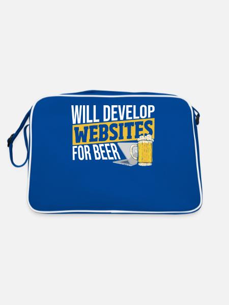 Will Develop Websites For Beer Web Developer - Retro Bag - blue/white - Back