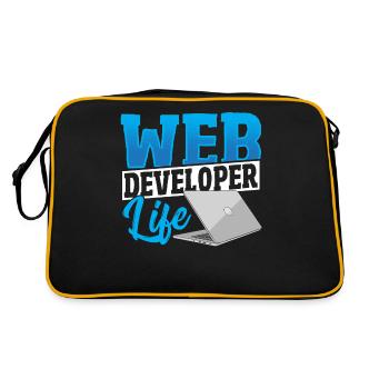 Web Developer Life Web Developer Programmer - Retro Tasche - Schwarz/Gold - Hinten
