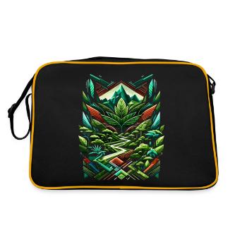 Forêt tropicale abstraite d’Ayahuasca - Sac Retro - noir/or - Dos