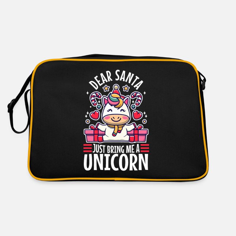 Dear santa just bring me a unicorn - Retro Tasche - Schwarz/Gold