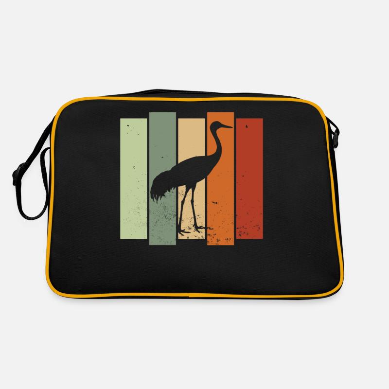 Sandhill Crane Retro Vogelbeobachtung Vogelbeobachter - Retro Tasche - Schwarz/Gold