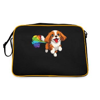 King Charles Cavalier Drôle Arc-en-ciel Pet - Sac Retro - noir/or - Dos