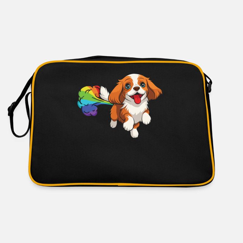 King Charles Cavalier Witzig Regenbogenfurz Retro Tasche