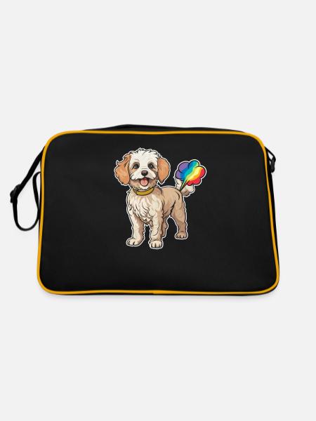 Poodle Cute Rainbow Fart - Retro Bag - black/gold - Back