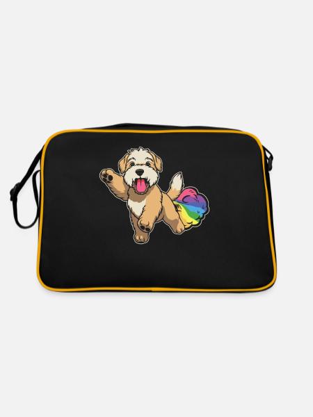 Wheaten Terrier Drôle Rainbow Pet - Sac Retro - noir/or - Dos