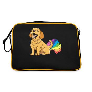 Golden Doodle Witzig Regenbogenfurz - Retro Tasche - Schwarz/Gold - Hinten