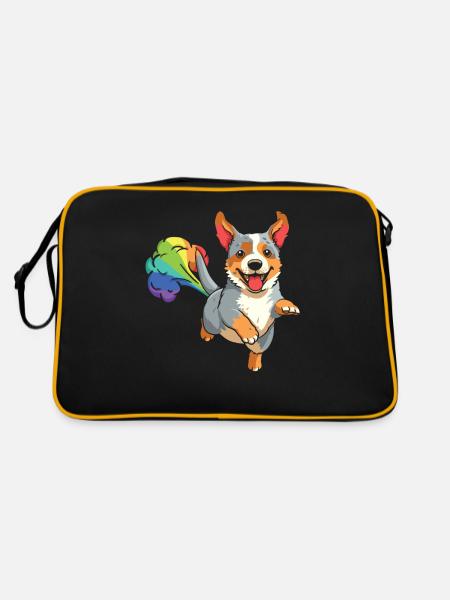 Australian Bovine Dog Rainbow Fart - Retro Bag - black/gold - Back