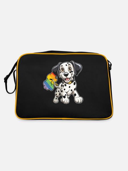 Dalmatian rainbow rainbow fart - Retro Bag - black/gold - Back