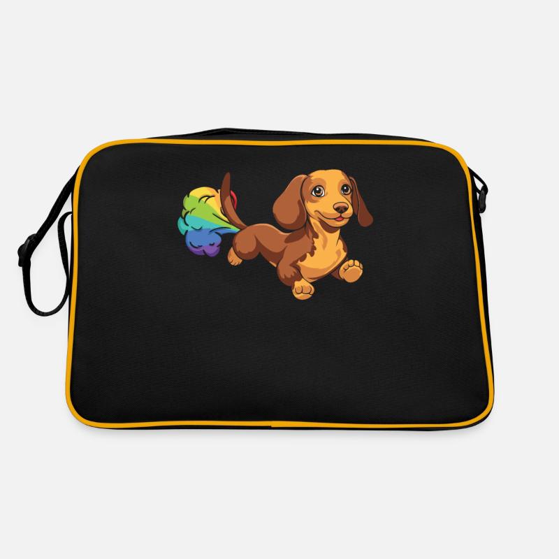 Dackel Dachshund Regenbogenfurz Retro Tasche