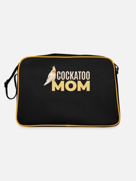 Kakadu-mutter Für Alle Kakadu-fans. - Retro Tasche - Schwarz/Gold - Hinten